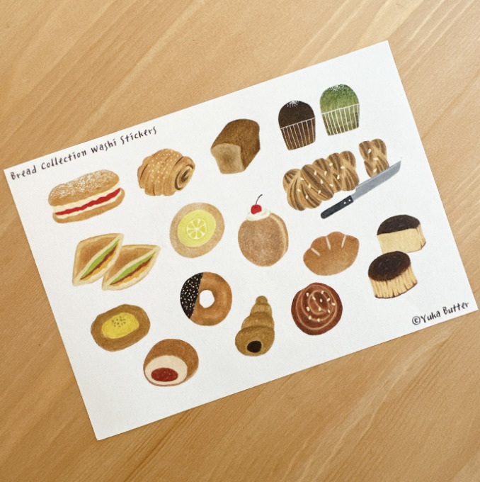 Yuka Butter - Bread Collection - Washi Stickers