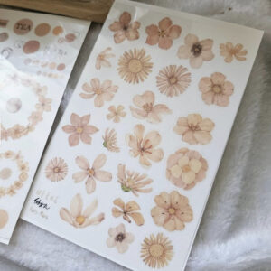 Fairy Maru - Milk Tea Color Flowers - Transfer Stickers