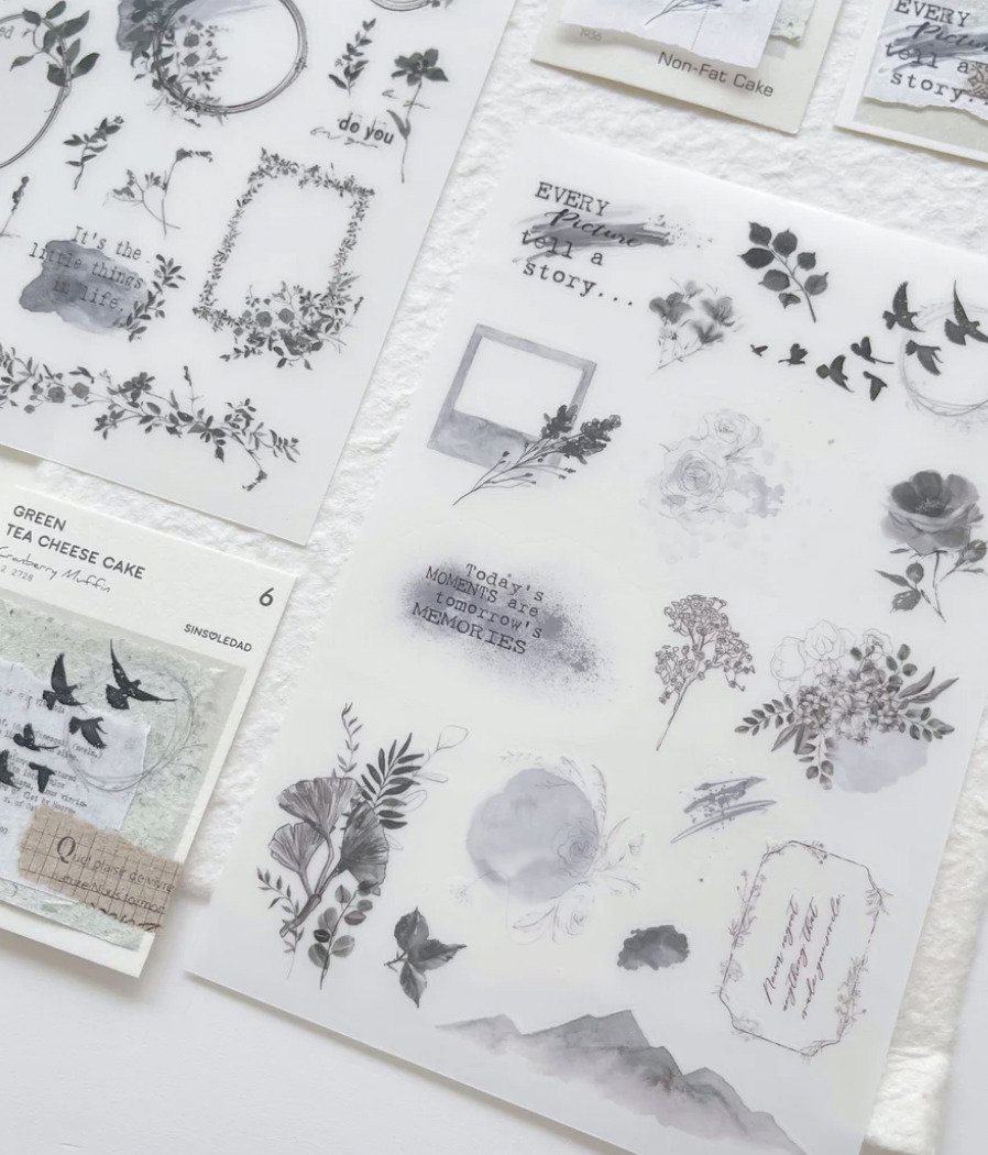 Journal Pages - Shadow - Print On / Transfer Sticker