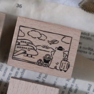 Eileen TAI Studio – Bear and Girl Travel Together – AIRPORT – Stamp