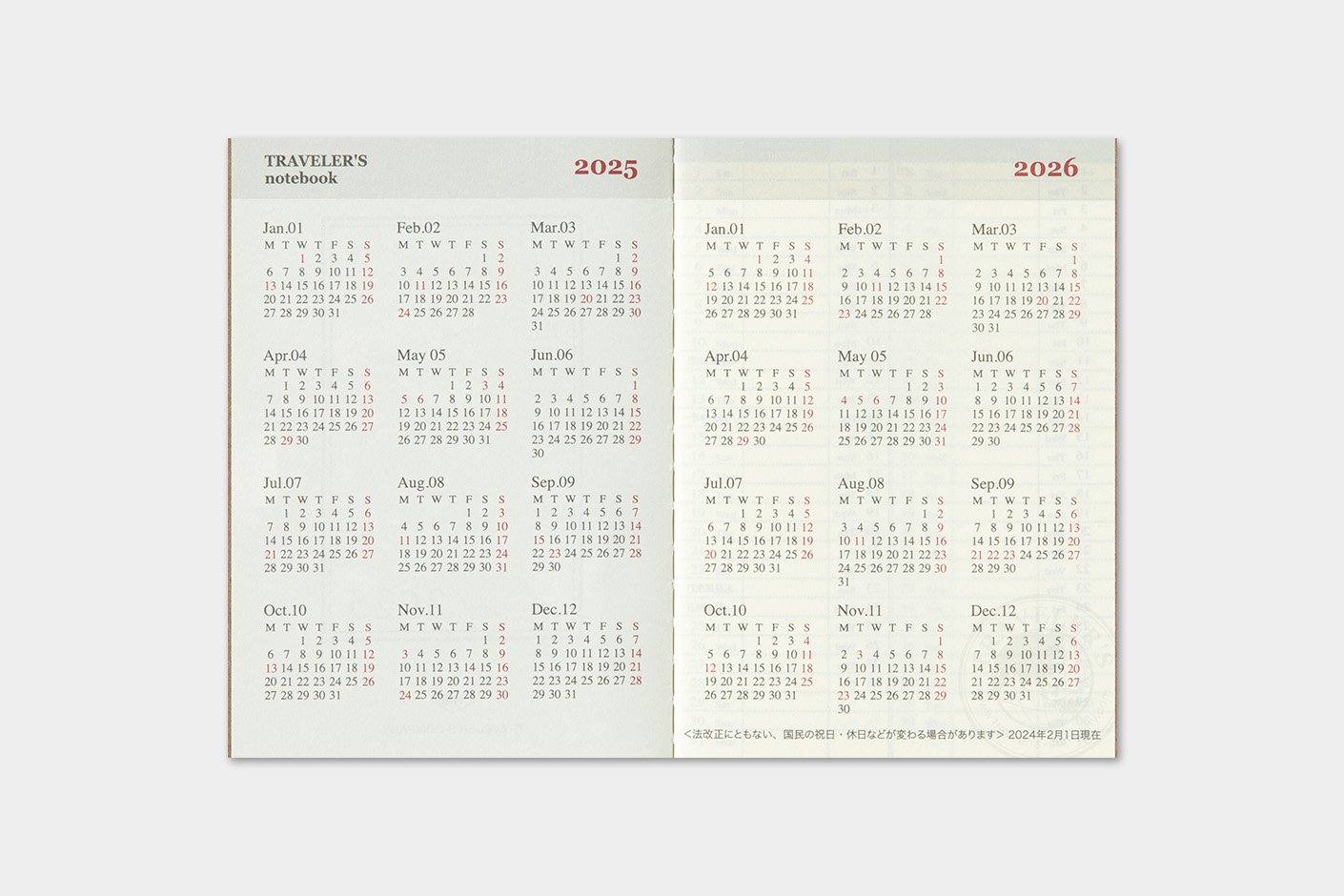 TRC Traveler’s Notebook 2025 - Weekly Diary - Passport Size