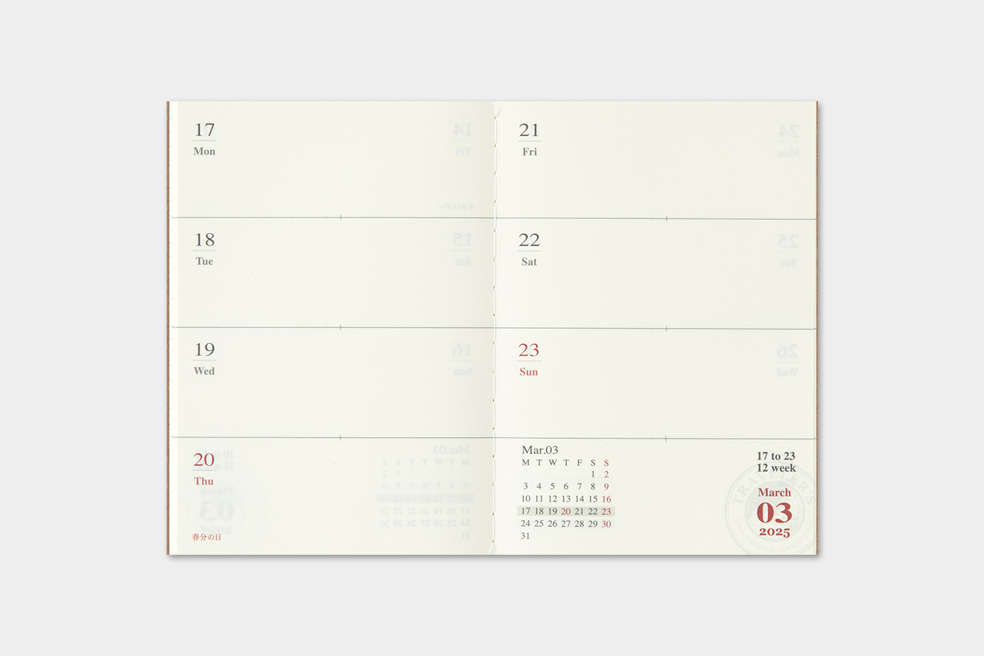 TRC Traveler’s Notebook 2025 - Weekly Diary - Passport Size