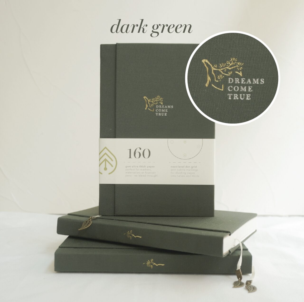 TeaYouShop - Dreams Come True DARK GREEN - Dot Grid Notebook
