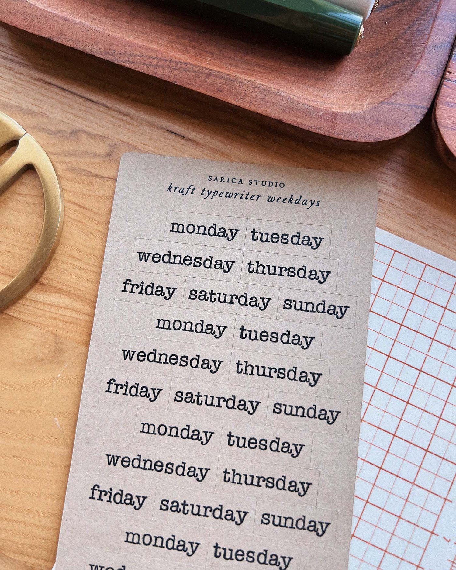 Sarica Studio - Kraft Typewriter WEEKDAY - Sticker