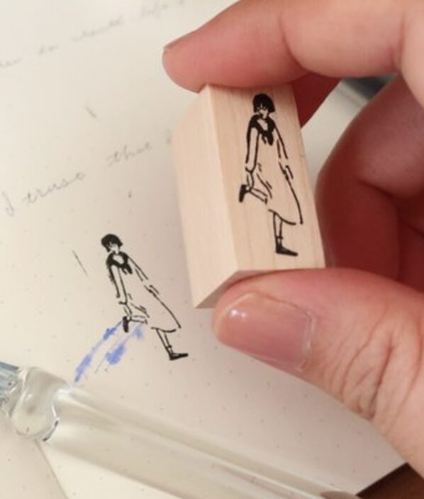 Ma7stamp - Fumiko Putting on Shoes - Stamp