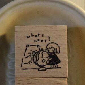 Eileen TAI Studio - Bear & Girl Travel Together Again - Where Next? - Stamp