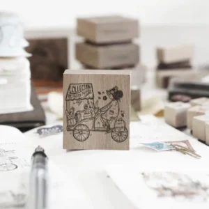 Blackmilk Project – Traveling Stationer – Girl on Cart – Stamp
