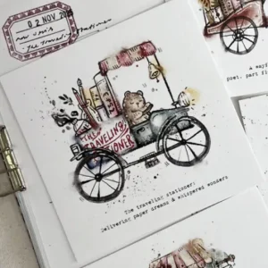 Blackmilk Project – Traveling Stationer – Bear on Cart – Postcard
