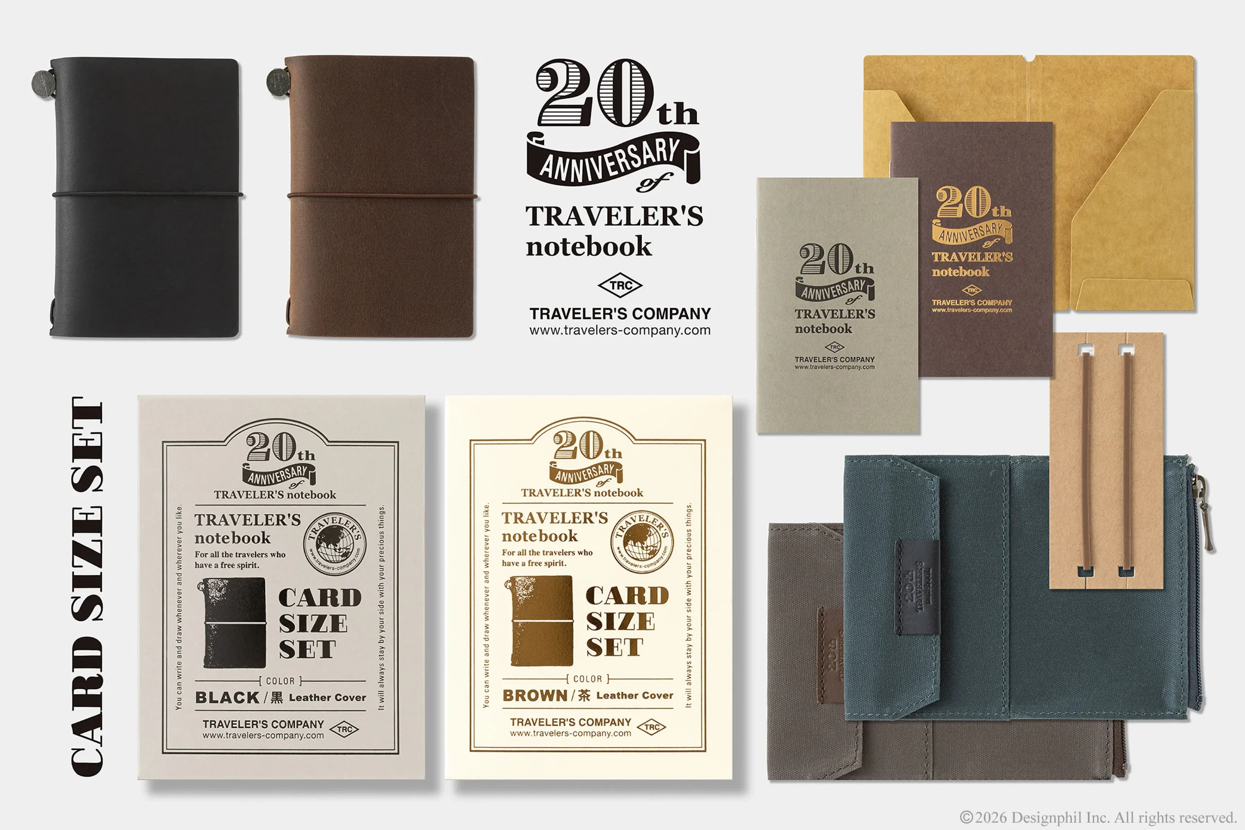 TRAVELER'S Notebook - Card Size 20th Anniversary Set - Black or