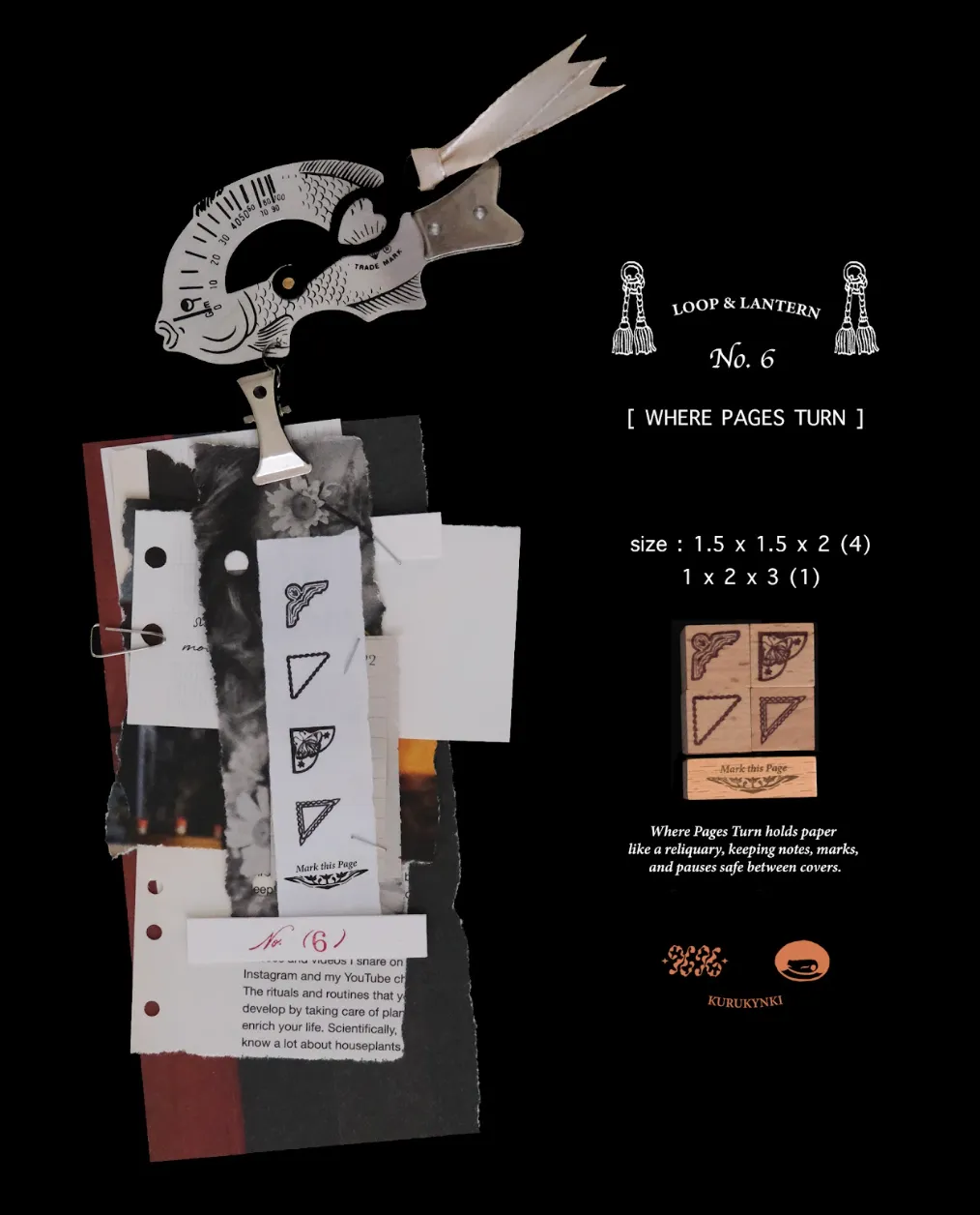 Kurukynki - Loop & Lantern No.6 - Pages Turn - Stamp Set