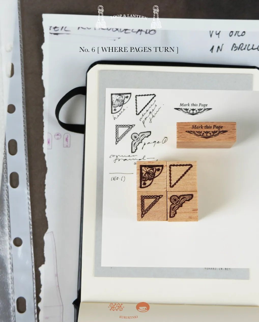 Kurukynki - Loop & Lantern No.6 - Pages Turn - Stamp Set