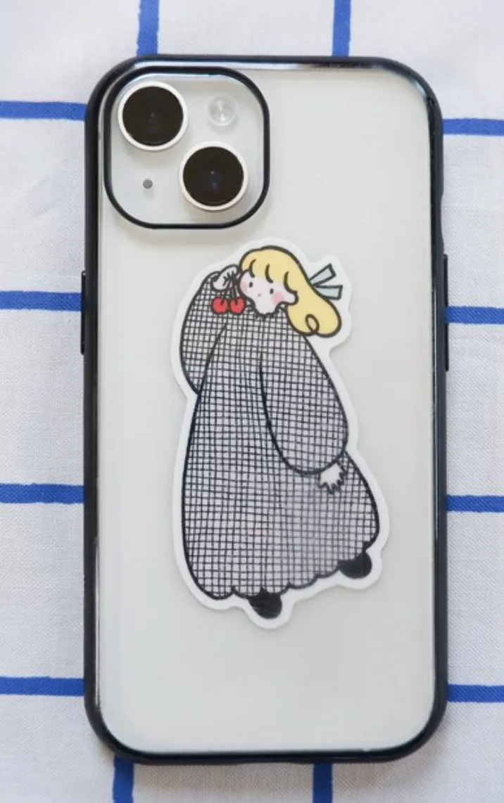Shiima - Cherry, Girl, Kitties - Water Resistant Sticker Set - Image 2