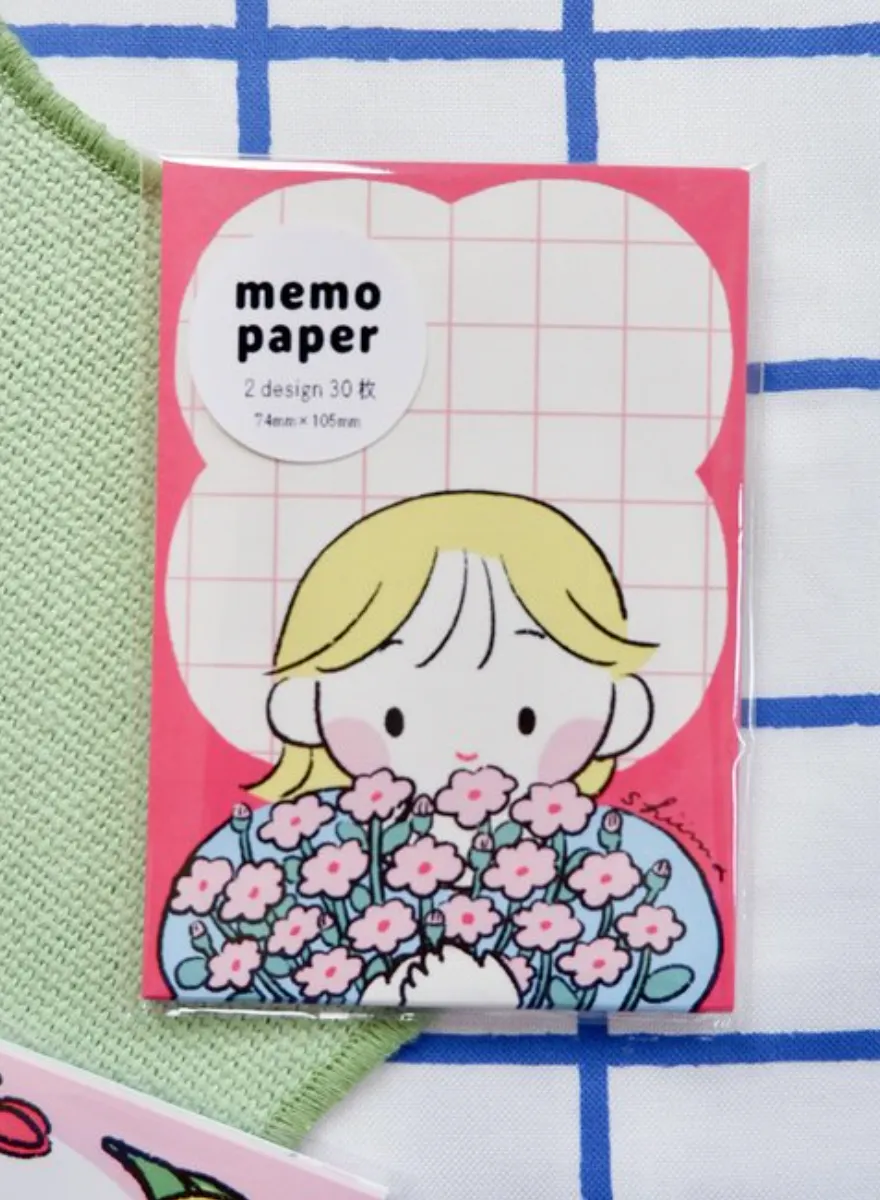 Shiima - Spring Flowers Rhodanthemum and Lily of the Valley - Memo Paper