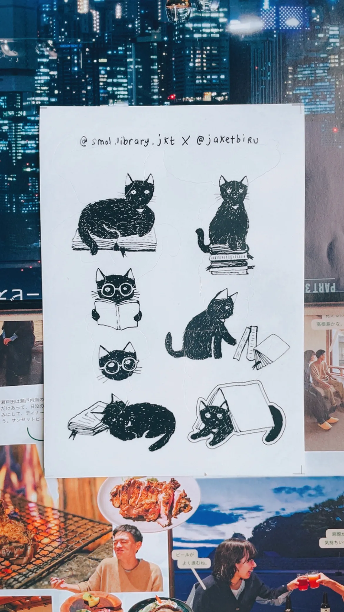 @jaketbiru - Library Cat - Sticker Sheet