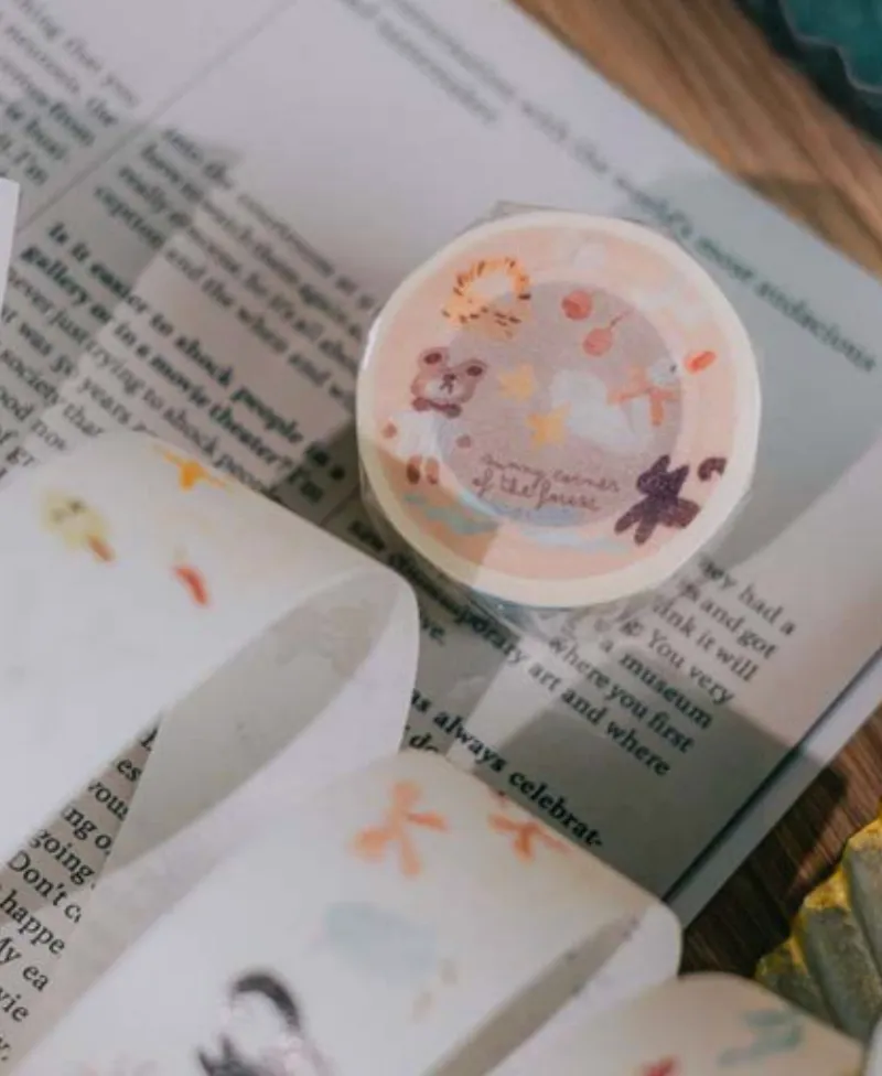 Meow Illustration - Sunny Corner of the Forest - Kiss-cut Washi Tape