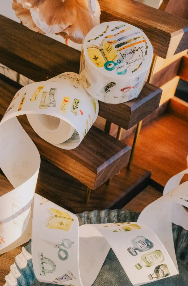 Meow Illustration - Bunbōgu - Kiss-cut Washi Tape