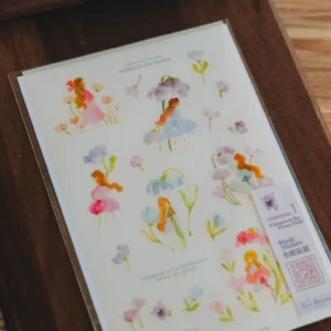 Meow Illustration – Whispers in the Flower Field 1 – Washi Sticker