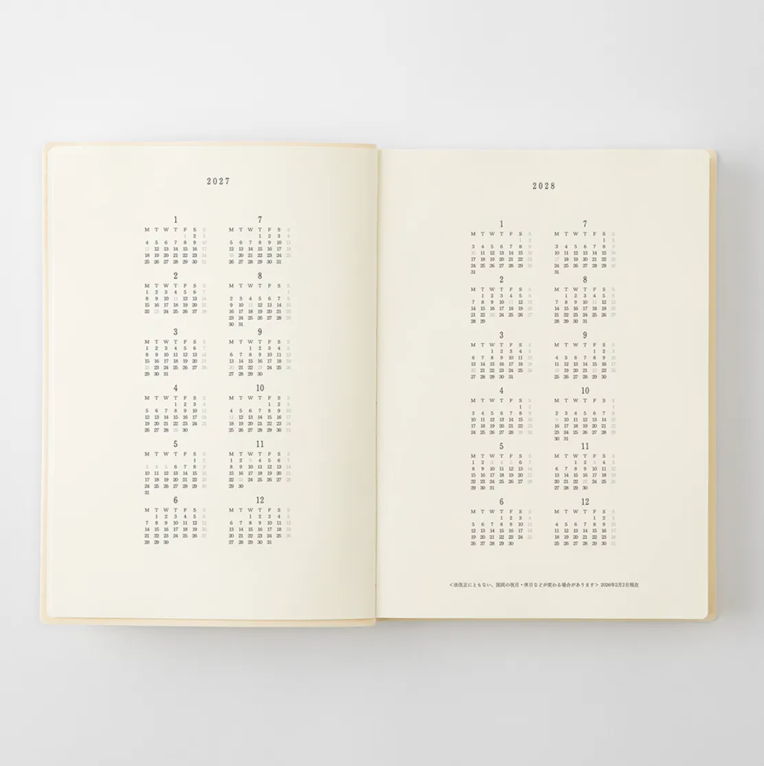 2027 MD Notebook Diary 1 Day 1 Page - A5 - Daily Diary