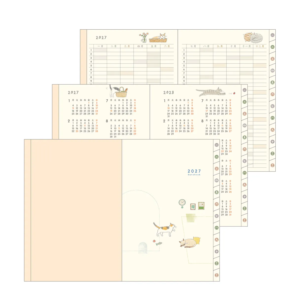 2027 - Midori Pocket Diary A6 - Cat