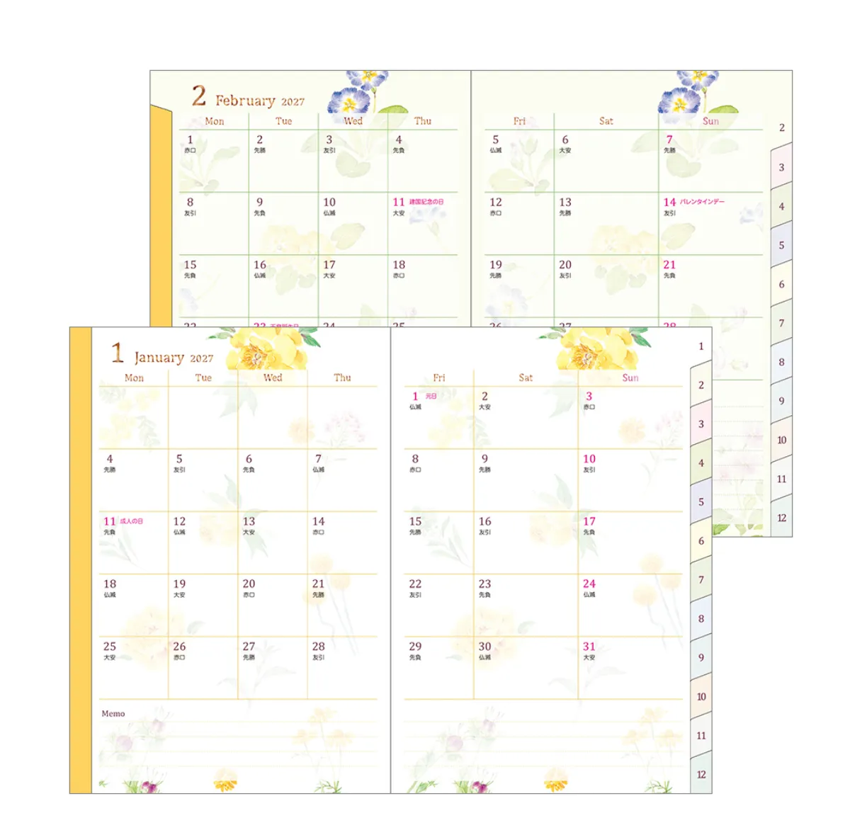2027 - Midori Pocket Diary B6 - Country Time Flower
