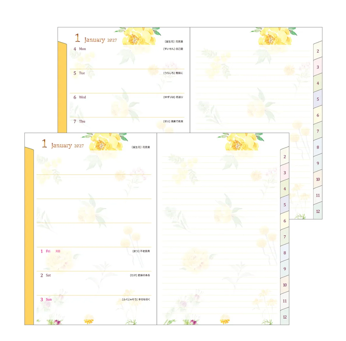 2027 - Midori Pocket Diary B6 - Country Time Flower