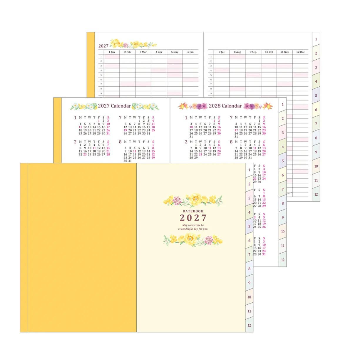 2027 - Midori Pocket Diary B6 - Country Time Flower