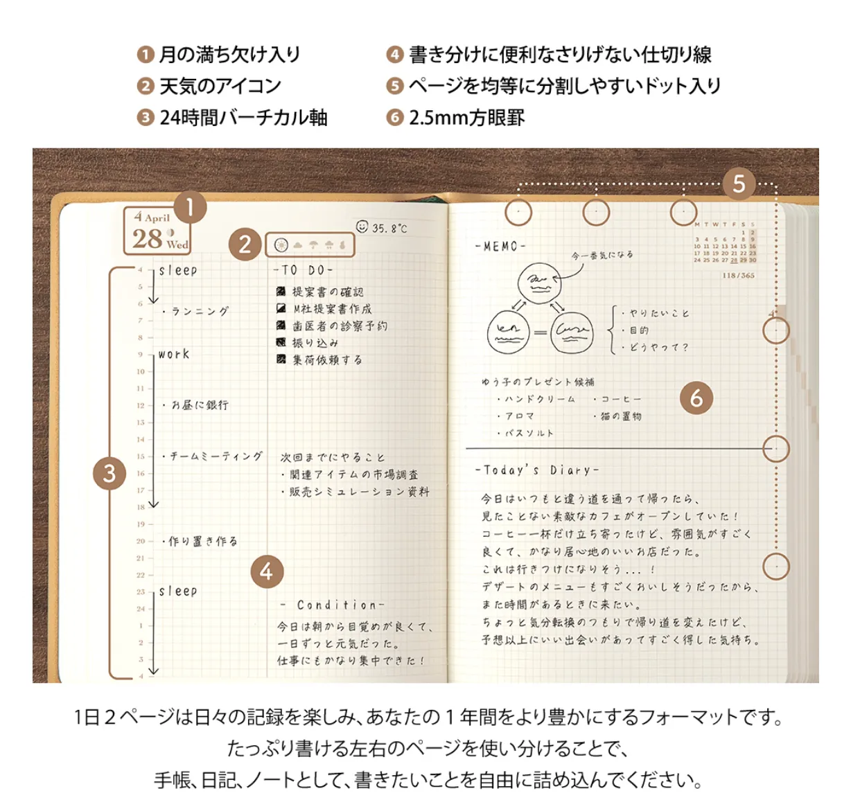 2027 HIBINO Diary - A6 - Camel - Daily Diary
