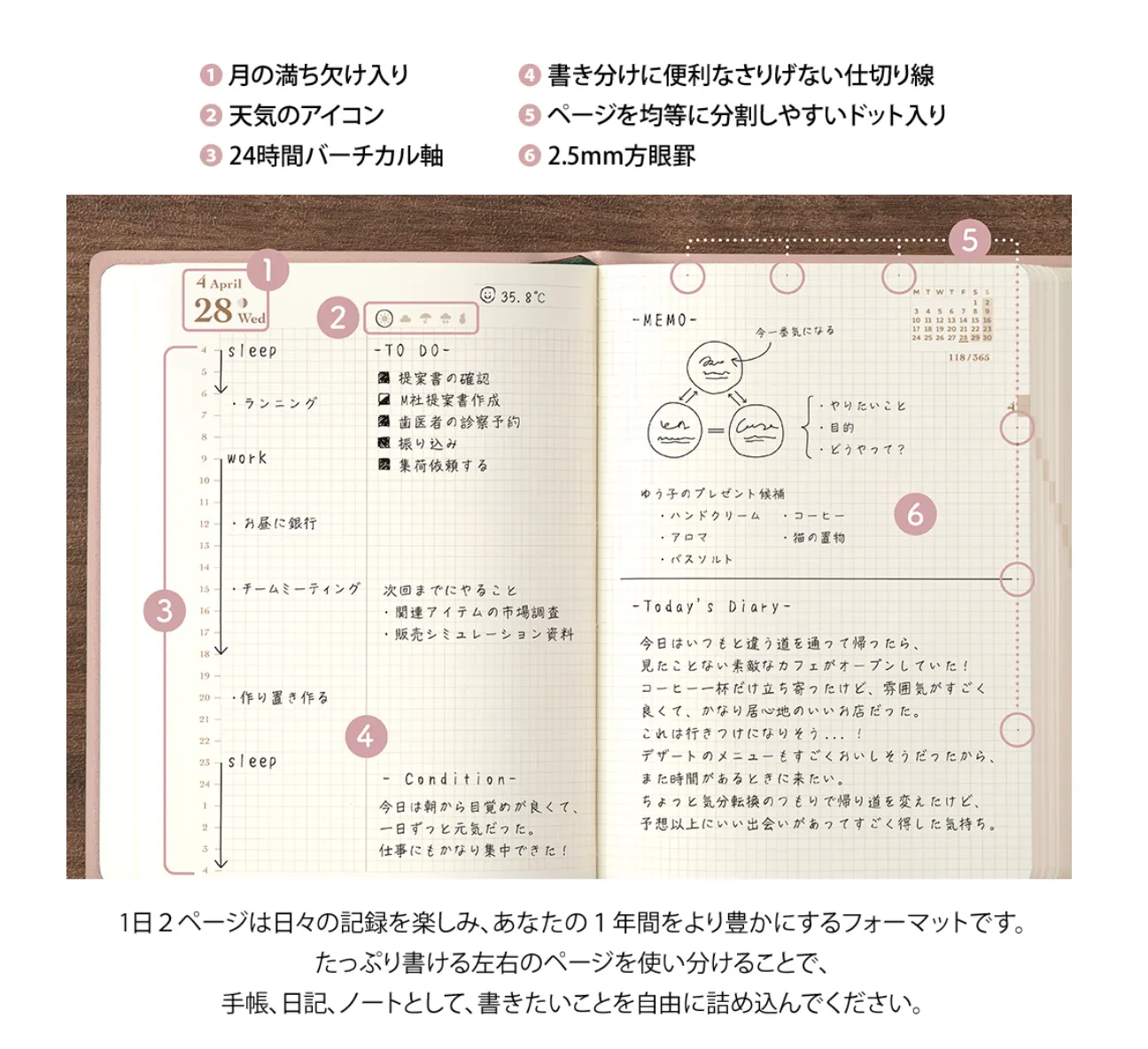 2027 HIBINO Diary - A6 - Pink - Daily Diary