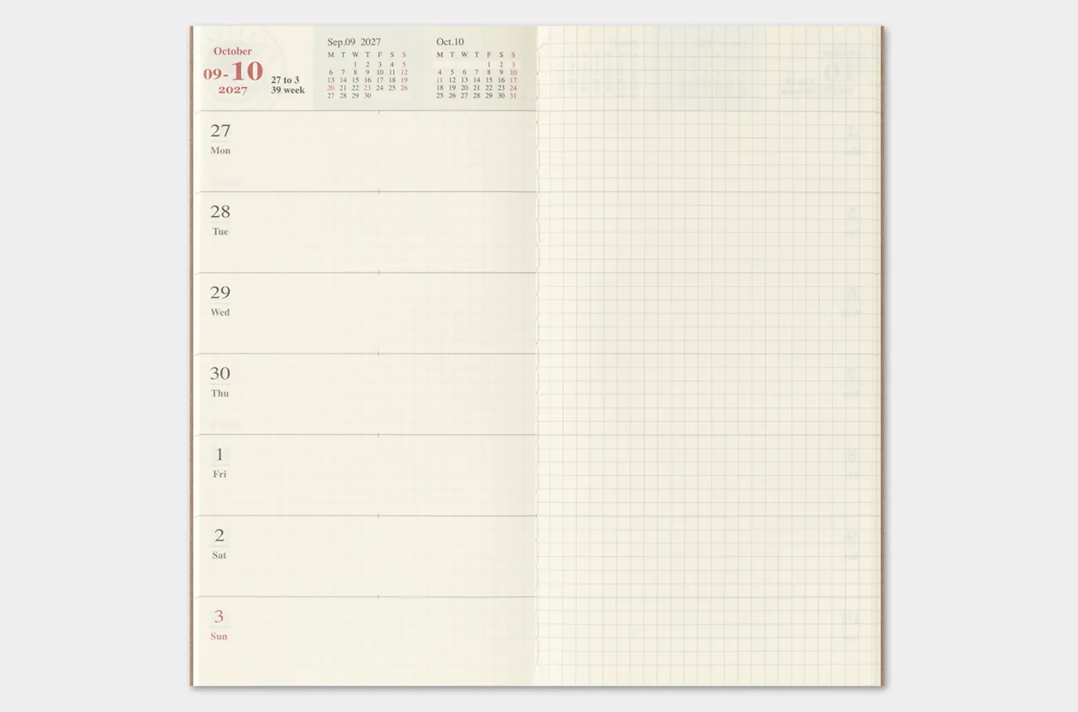 2027 - TRC Traveler's Notebook - Weekly + Memo Diary - Regular Size