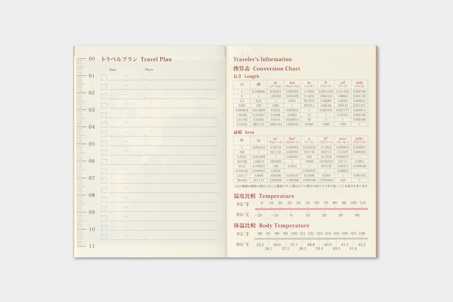 2027 - TRC Traveler's Notebook - Monthly Diary - Passport Size