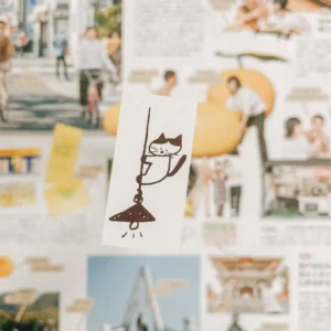 Ranmyu – Cat Hanging on Lamp – Stamp